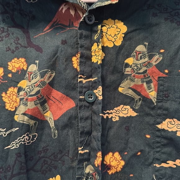 Star Wars Boba Fett Volcano Button Up, L - Picture 2 of 5